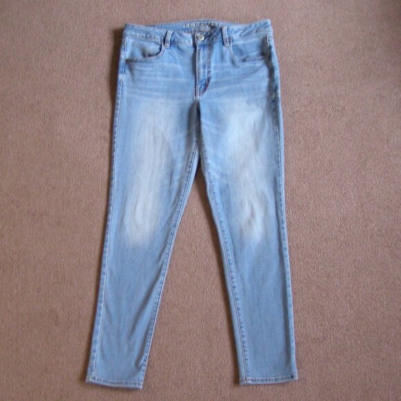 👖 size 12 American Eagle High Rise Skinny Jeans Women's blue Jeggings - Picture 3 of 13